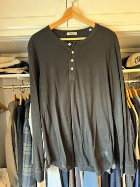Buck Mason Long Sleeve Henley Black Men's Medium